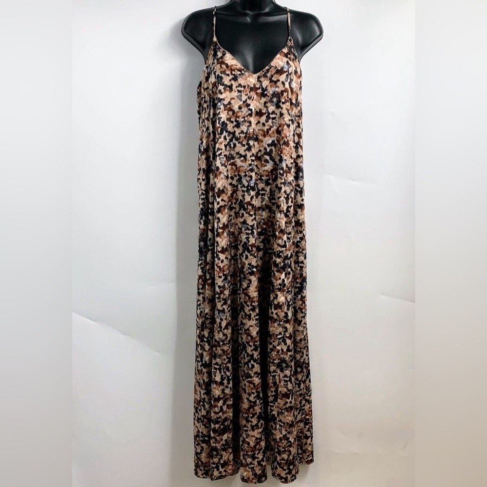 NWT!! Nicole Miller Black and Brown Floral Maxi Dress